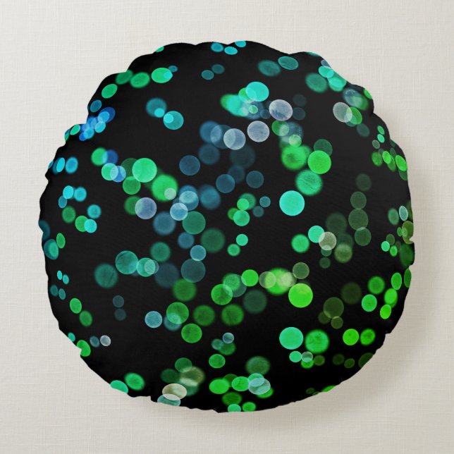 Cojín Redondo Patrón de burbuja abstracta del mar verde azul (Anverso)
