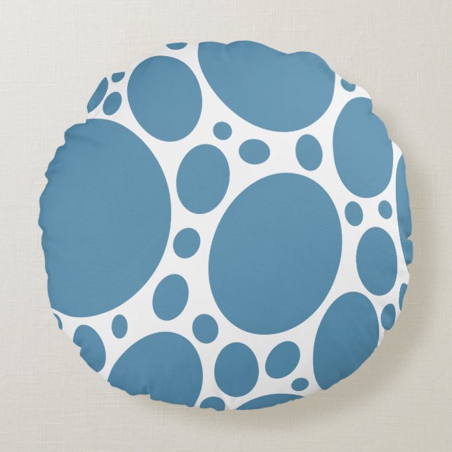 Cojín Redondo Patrón de burbuja azul (Anverso)