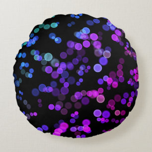 Cojín Redondo Patrón de burbuja azul morado rosa verde abstracto