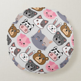 Cojín Redondo patrón de cabezas de personalizado.w BG fuera de b