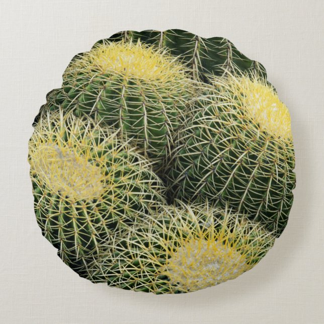 Cojín Redondo Patrón de cactus (Anverso)