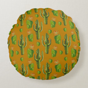 Cojín Redondo Patrón de Cactus salvaje