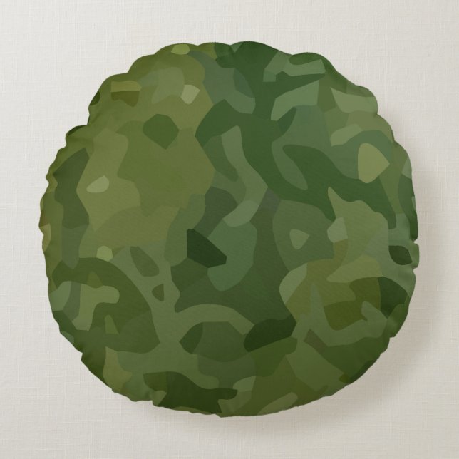 Cojín Redondo Patrón de camuflaje verde oliva (Anverso)