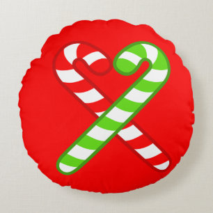 Cojín Redondo patrón de caña de candy de Guay de XmaS dulce 2 co