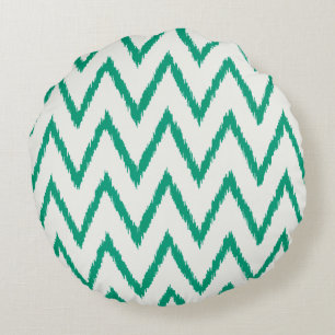 Cojín Redondo Patrón de chevron ikat verde texturizado chic mode