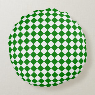 Cojín Redondo Patrón de Chevron Verde y Blanco 16"