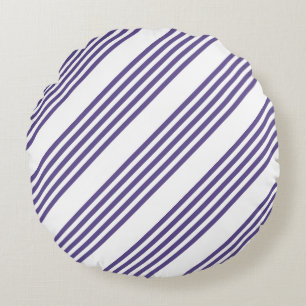 Cojín Redondo Patrón de cinco rayas ultravioleta y blanca