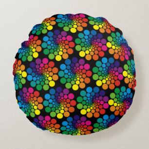 Cojín Redondo Patrón de círculo de puntos de color + fondo