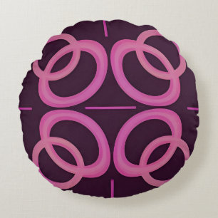 Cojín Redondo Patrón de círculo geométrico rosa abstracto
