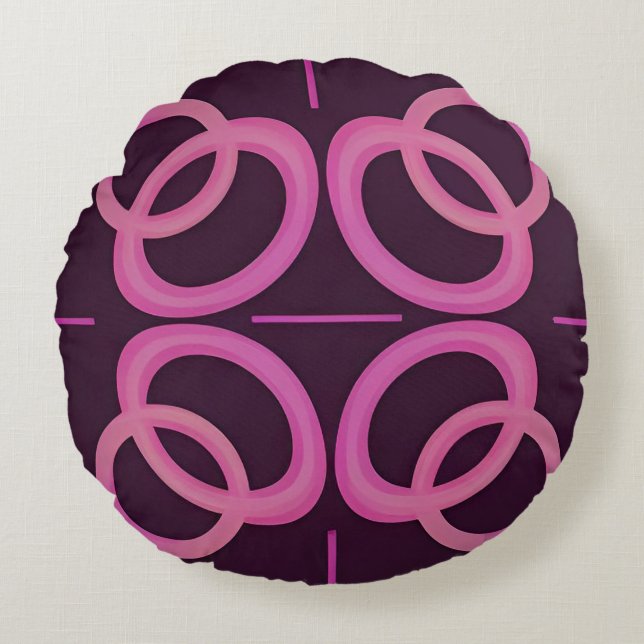 Cojín Redondo Patrón de círculo geométrico rosa abstracto (Anverso)