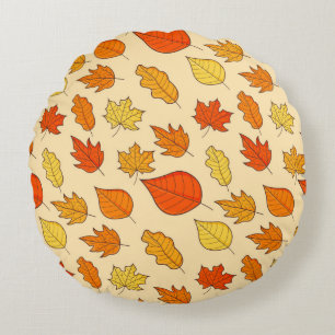 Cojín Redondo Patrón de concepto de hoja. Leaf Fall y Otoño Sy