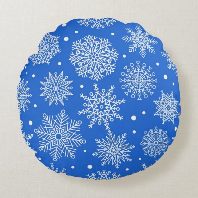Cojín Redondo Patrón de copo de nieve (Anverso)
