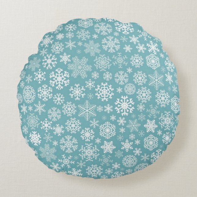 Cojín Redondo Patrón de copo de nieve (Anverso)