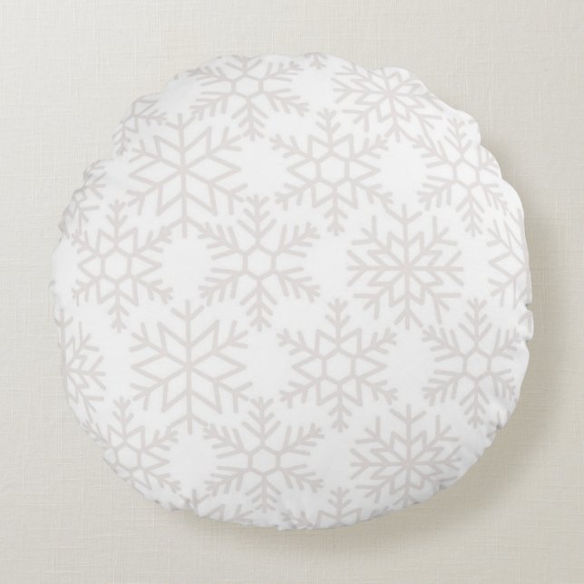 Cojín Redondo Patrón de copo de nieve (Anverso)