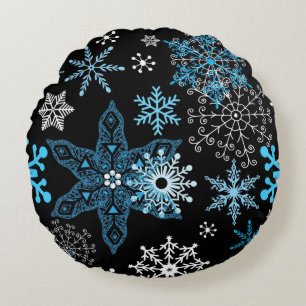 Cojín Redondo Patrón de copo de nieve