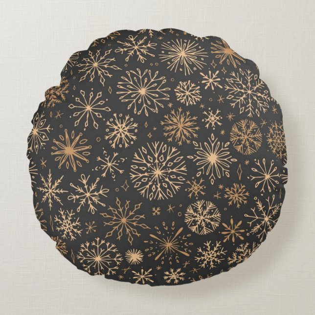 Cojín Redondo Patrón de copo de nieve (Anverso)