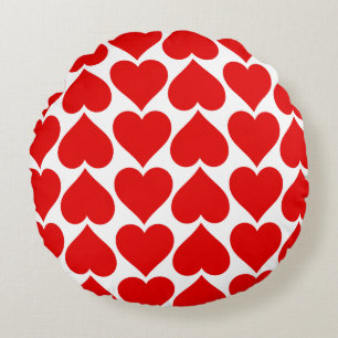 Cojín Redondo Patrón de corazón rojo, romántico, amor