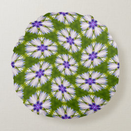 Cojín Redondo Patrón de cornflores blancas