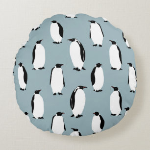 Cojín Redondo Patrón de corte de animales de aves pingüinas
