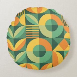 Cojín Redondo Patrón de cosecha geométrica abstracta en Escandin