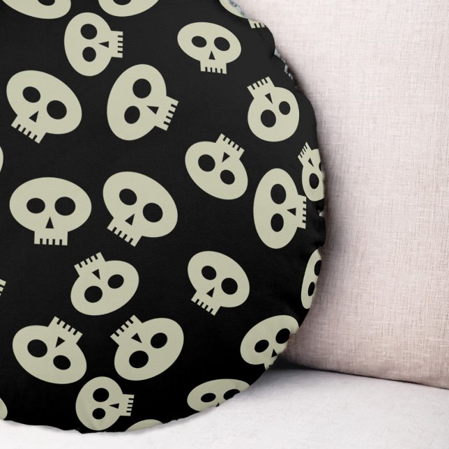 Cojín Redondo Patrón de cráneo de Kawaii lindo Pillow redondo ne (Cute Halloween skull pattern round pillow just for you)