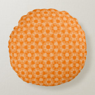 Cojín Redondo Patrón de Cuadrado de Checker Abstracto Naranja