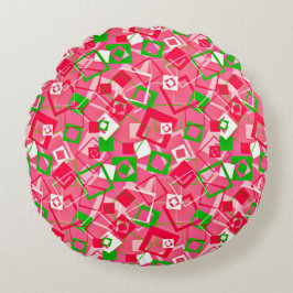 Cojín Redondo Patrón de cuadrados retro