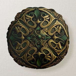Cojín Redondo Patrón de Decoración de Plantas Ornamentales de Br