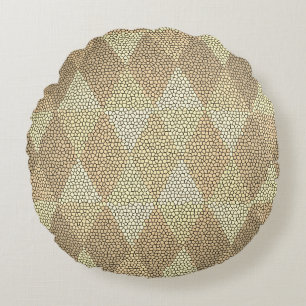 Cojín Redondo Patrón de diamante de oro de vidrio emplomado