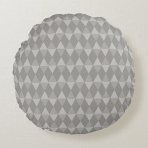 Cojín Redondo Patrón de Diamante Gris