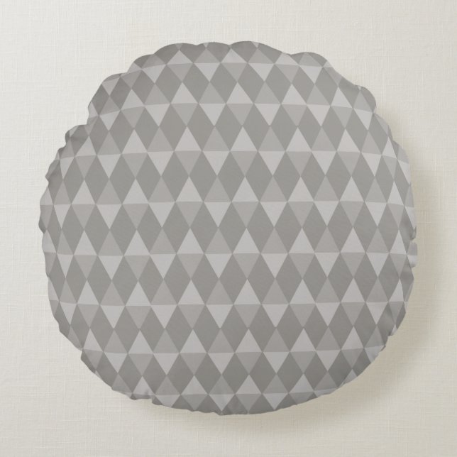 Cojín Redondo Patrón de Diamante Gris (Anverso)