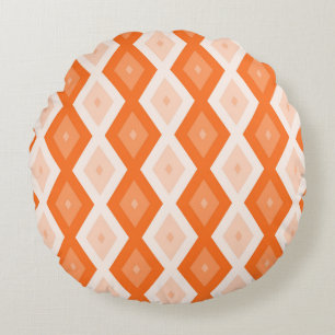 Cojín Redondo patrón de diamante naranja