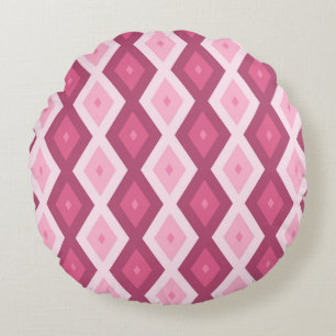 Cojín Redondo Patrón de diamante rosa