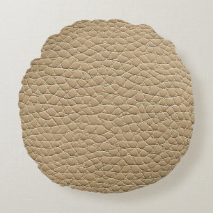 Cojín Redondo patrón de efecto de cuero beige