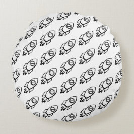 Cojín Redondo Patrón de esbozo de cohete volante
