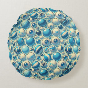 Cojín Redondo Patrón de esfera geométrica azul decoración modern