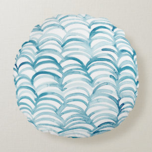 Cojín Redondo Patrón de estilo japonés de onda azulIlustración