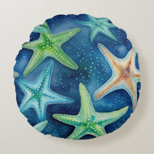 Cojín Redondo Patrón de Estrella de Mar Costera