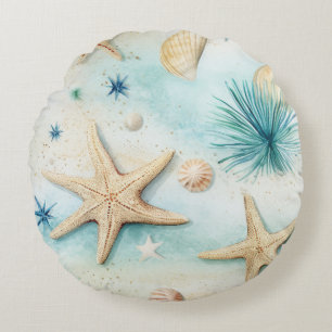 Cojín Redondo Patrón de Estrella de Mar Costera