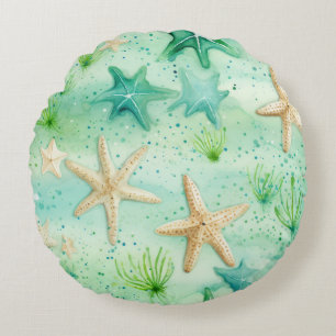 Cojín Redondo Patrón de Estrella de Mar Costera