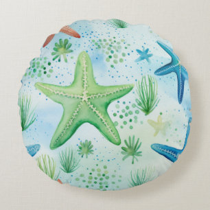 Cojín Redondo Patrón de Estrella de Mar Costera