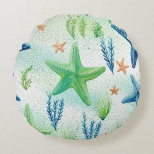 Cojín Redondo Patrón de Estrella de Mar Costera