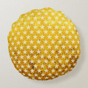 Cojín Redondo Patrón de estrellas divertidas transparente + tu i