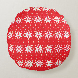 Cojín Redondo Patrón de Feliz Navidad 5