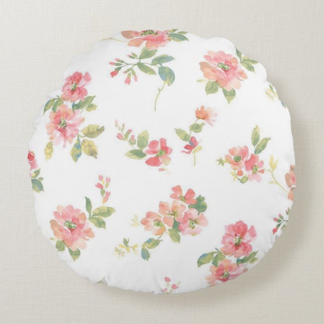 Cojín Redondo Patrón de flor (Anverso)