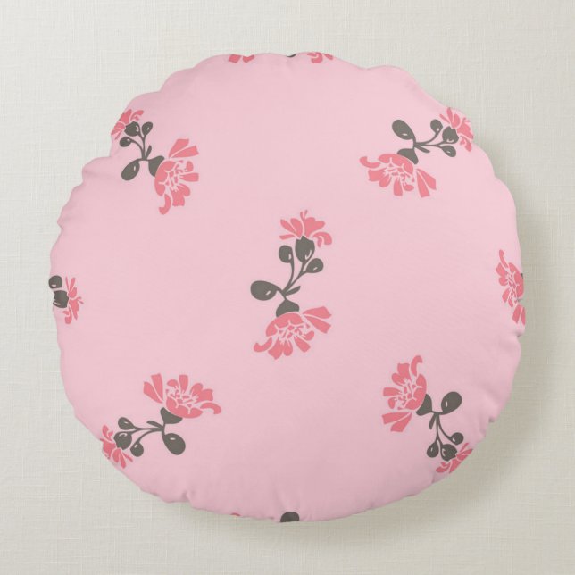 Cojín Redondo Patrón de flor (Anverso)