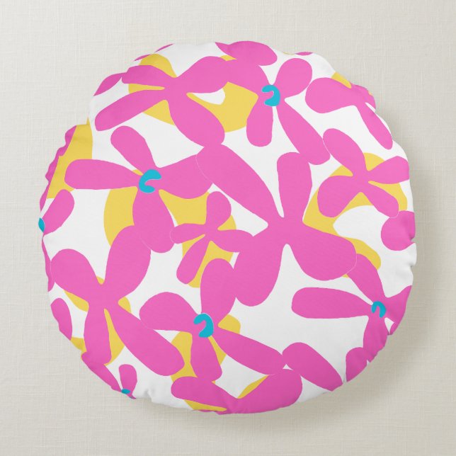 Cojín Redondo Patrón de flor (Anverso)