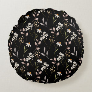 Cojín Redondo Patrón de Flor salvaje de color de agua