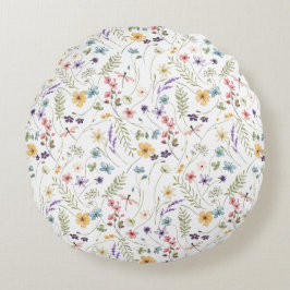 Cojín Redondo Patrón De Flor Y Mariposas Acuáticas