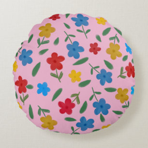 COJÍN REDONDO PATRÓN DE FLORES COLORIDOS ELEGANTES